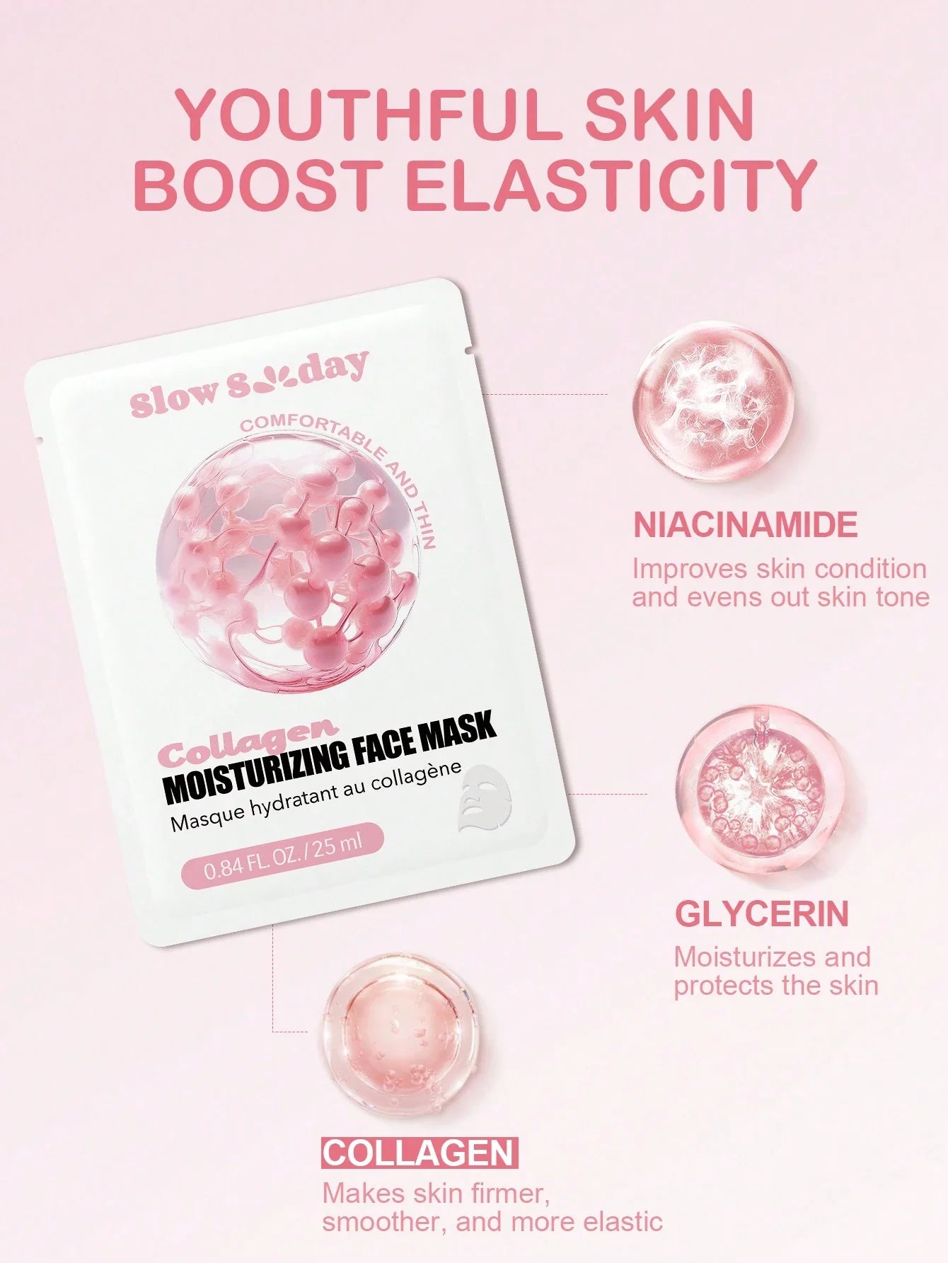 Masque facial hydratant au collagène SlowSunday
