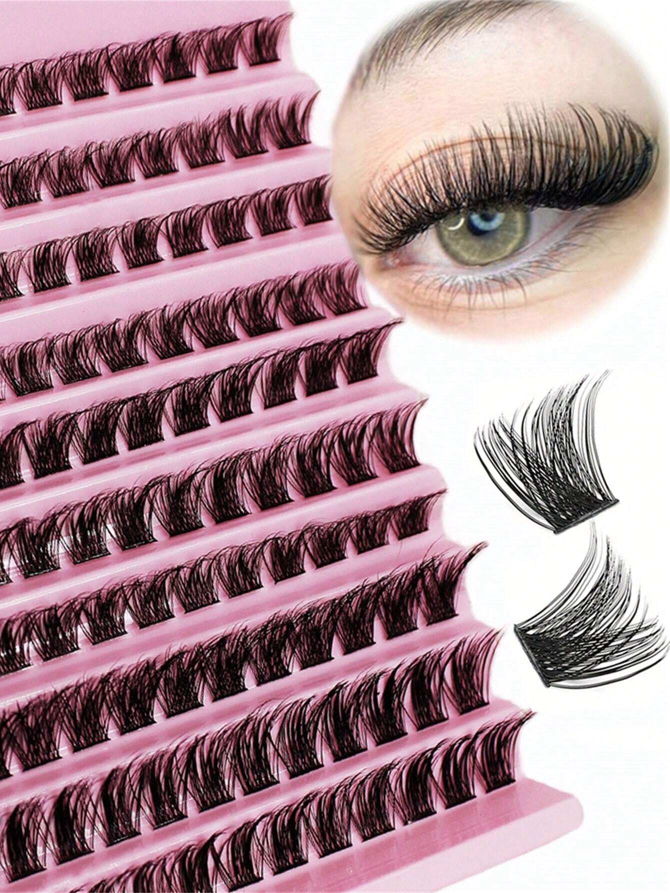 120 pièces Faux cils en grappe 8-16 mm Cils individuels effilés Look naturel Cils