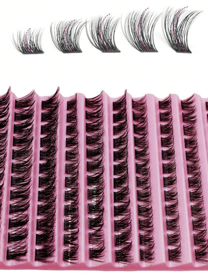 120 pièces Faux cils en grappe 8-16 mm Cils individuels effilés Look naturel Cils