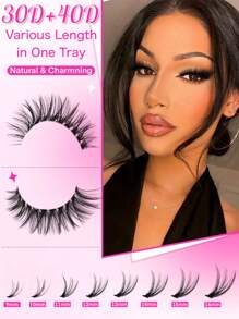 20 pièces Clusters de cils individuels Look naturel et effilés Clusters de cils 30D+40D,sb2407010200887567