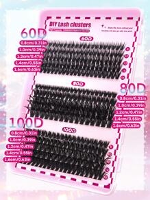 600PCS D Curl Individual Lash Clusters Large Capacity 30D+40D+50D+60D+80D+100D 8-16mm