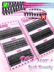 600PCS D Curl Individual Lash Clusters Large Capacity 30D+40D+50D+60D+80D+100D 8-16mm