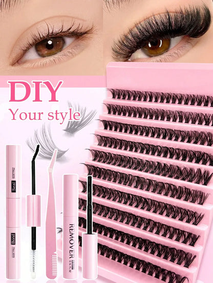 200 pièces Faux cils en grappe moelleux 50D,