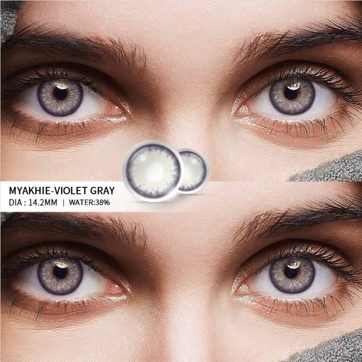 EYESHARE 1 paire de lentilles de contact agrandissantes, souples,gris violet