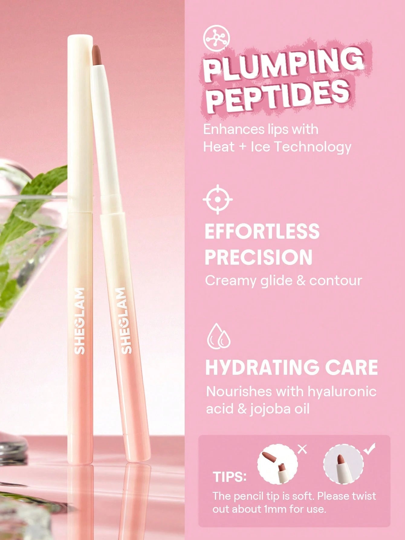 SHEGLAM Bold Booster Crayon à LèVres Repulpant Rouge