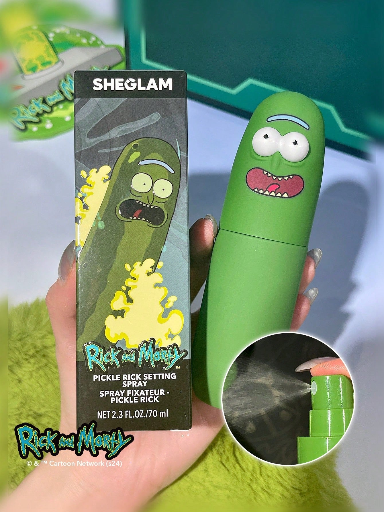 Rick and Morty X SHEGLAM Pickle Rick Setting Spray