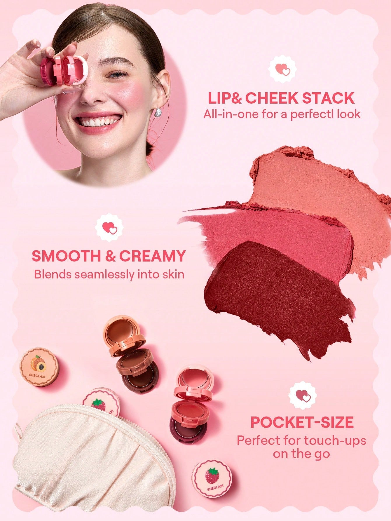 SHEGLAM Very Cherry Cheek & Lip Cream Stack