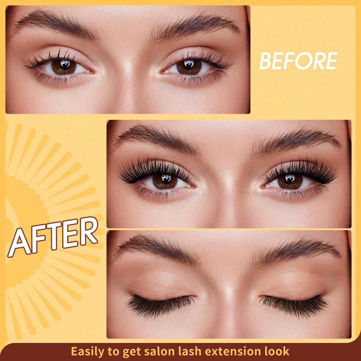 1 paire/set Kit de faux cils magnétiques bouclés CC avec pince à épiler professionnelle