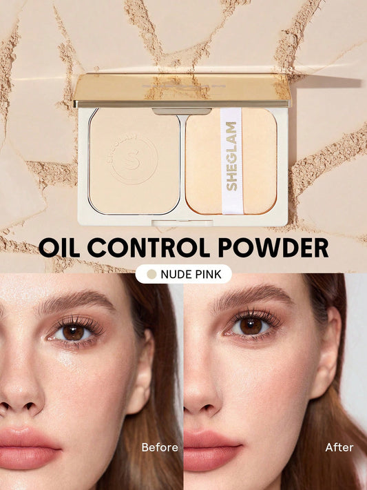SHEGLAM Polvos Compactos Antigrasa De Color Rosa Nude