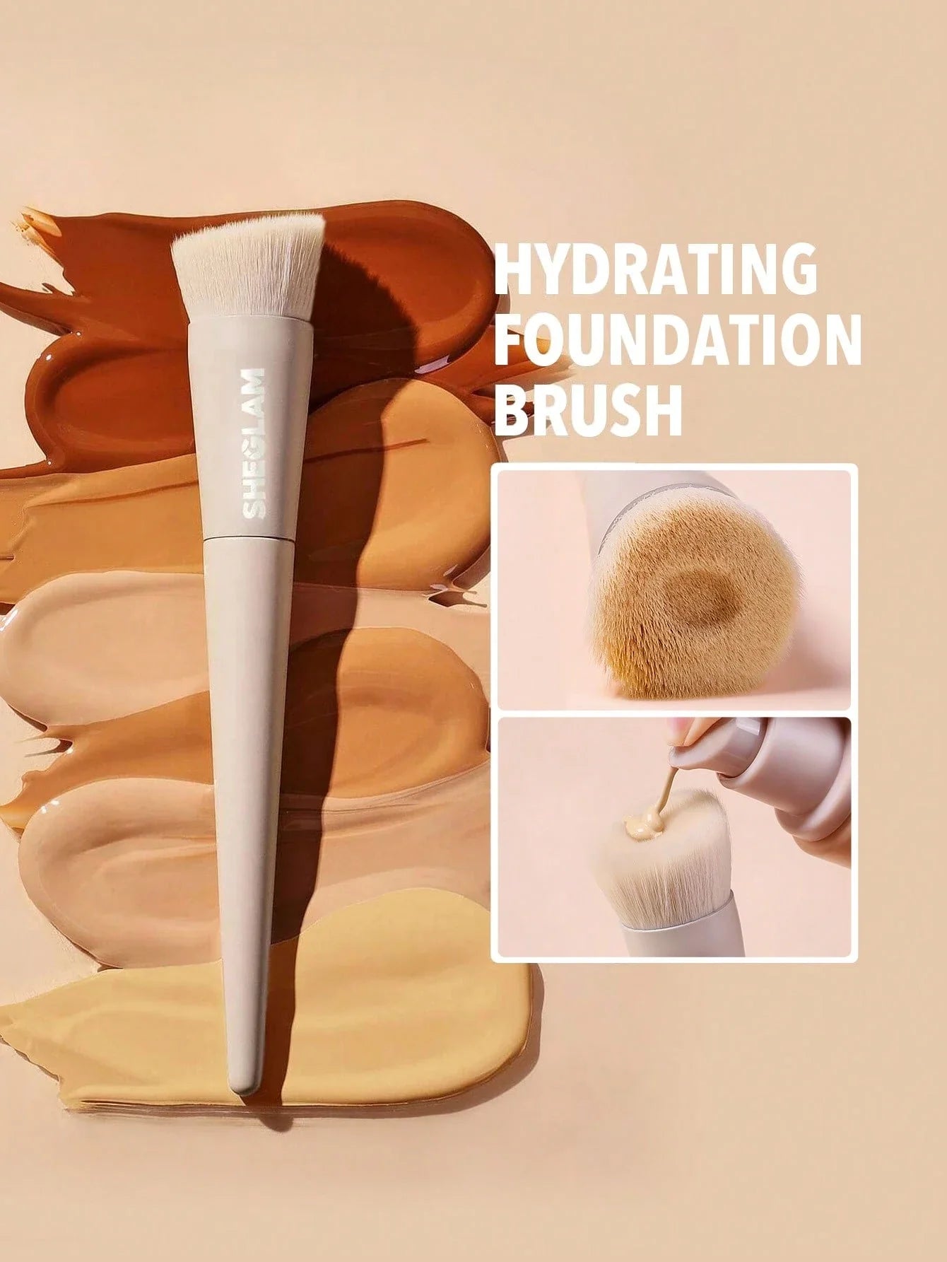 SHEGLAM Skinfinite Foundation Brush Synthetic Flat Top Grooved Deaign Foundation Brush