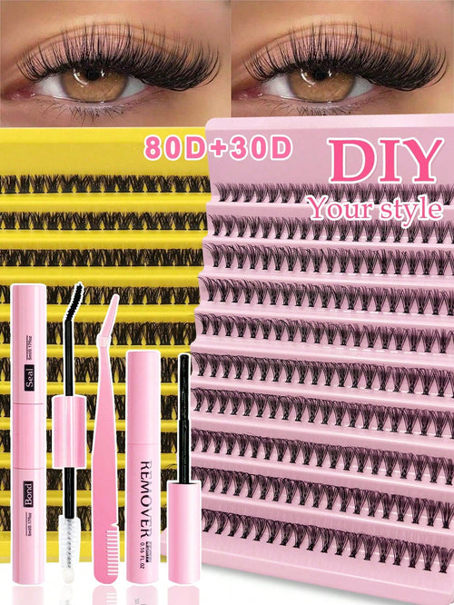 200 pièces Faux cils en grappe moelleux 50D,