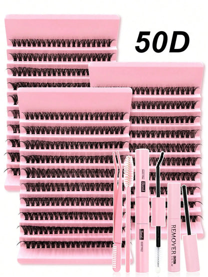 200 pièces Faux cils en grappe moelleux 50D,