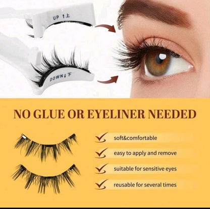 1 paire/set de faux cils magnétiques bouclés CC avec pince à épiler professionnelle